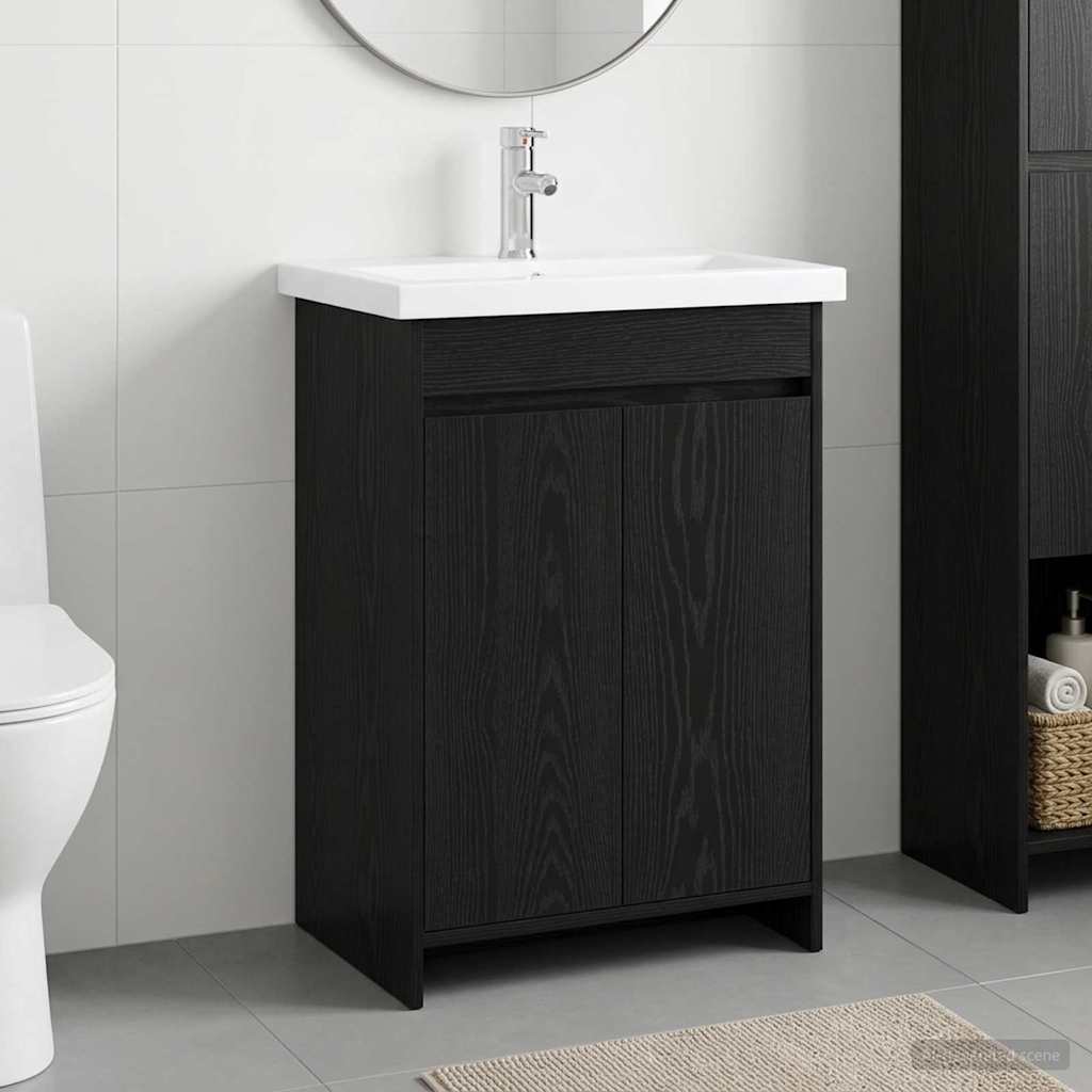 Set di mobili per il bagno Rovere Nero 81 x 40 x 84,5 cm | homemem39