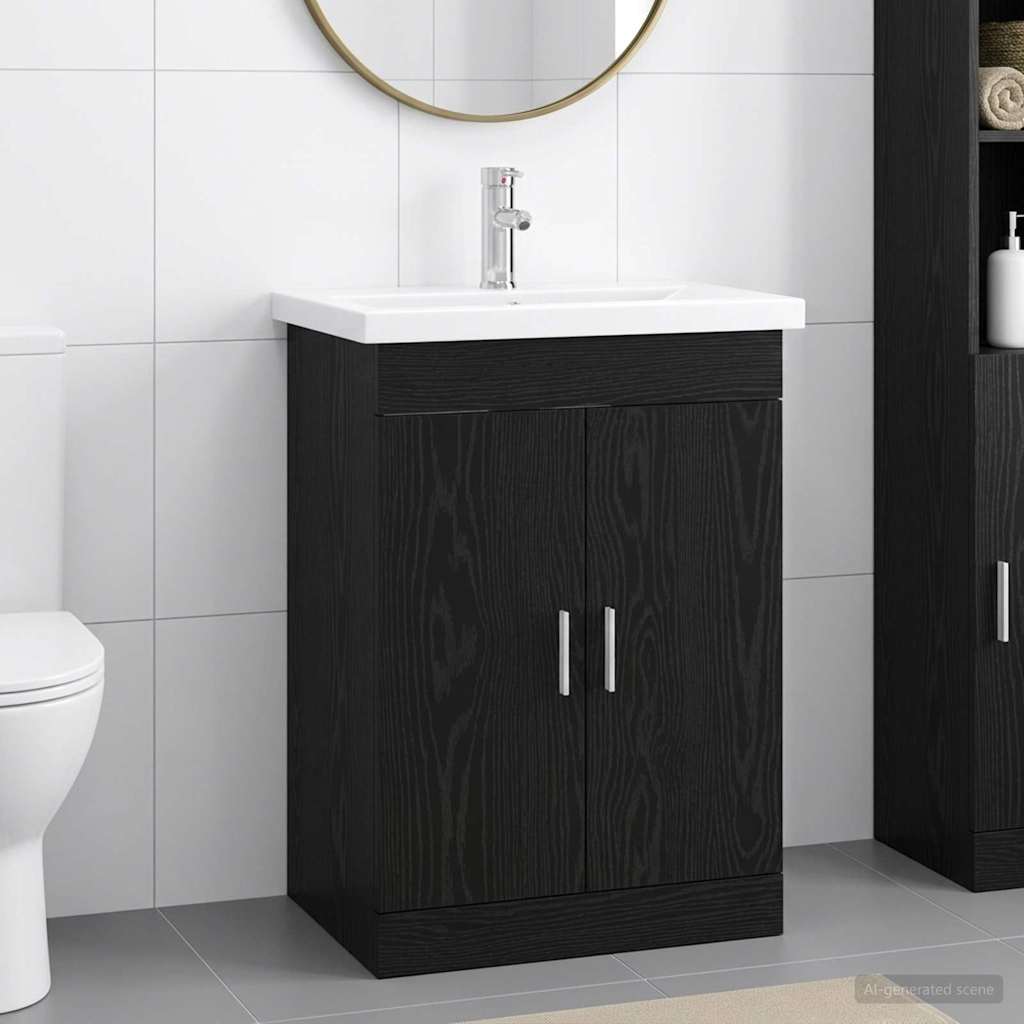 Set di mobili per il bagno Rovere Nero 61 x 40 x 84,5 cm | homemem39