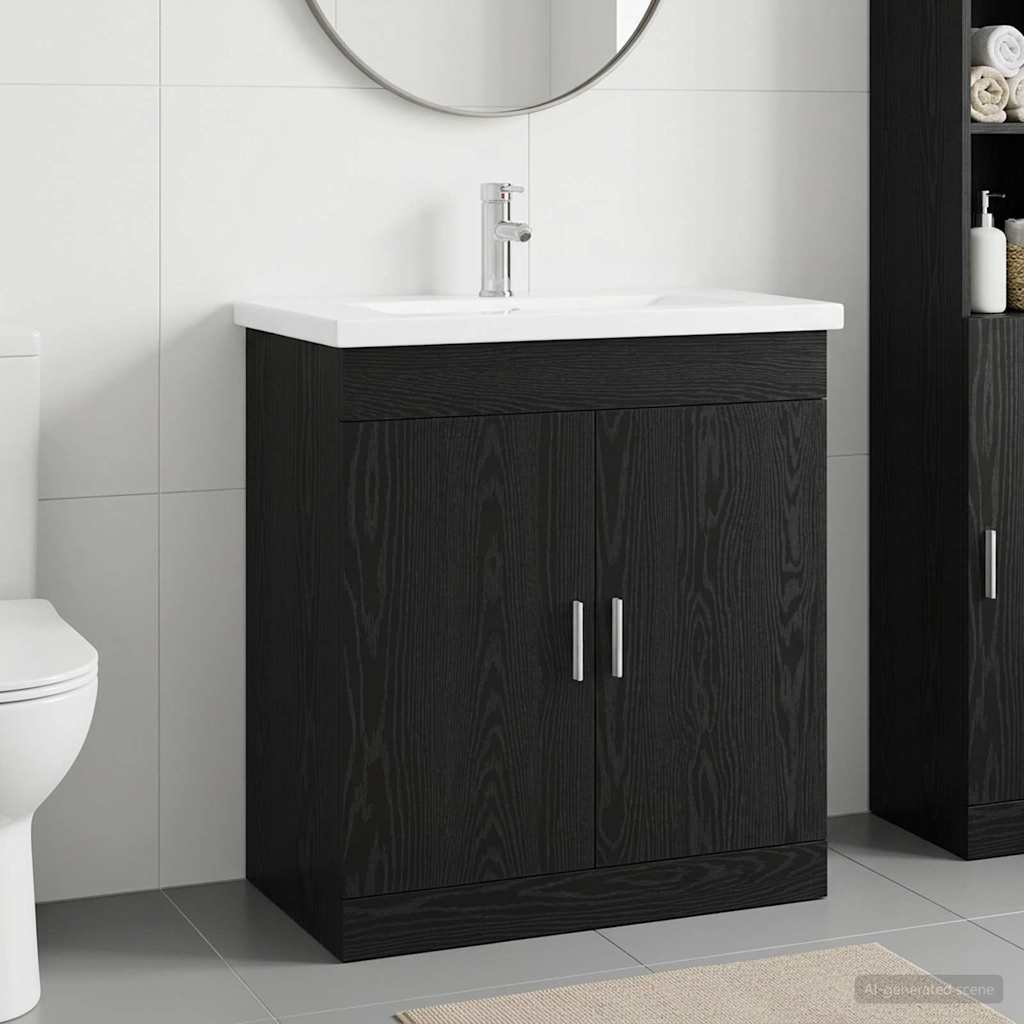 Set di mobili per il bagno Rovere Nero 81 x 40 x 84,5 cm | homemem39
