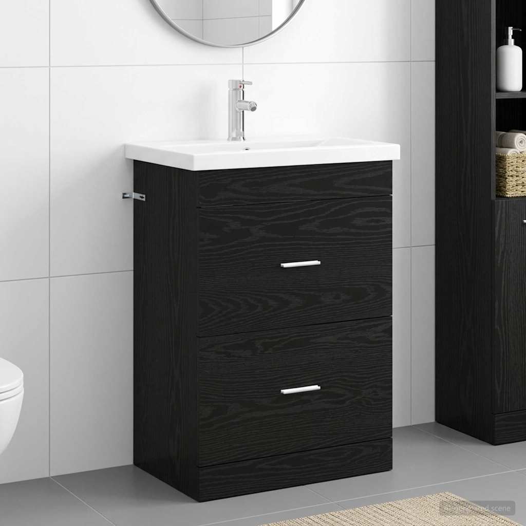 Set di mobili per il bagno Rovere Nero 61 x 40 x 84,5 cm | homemem39