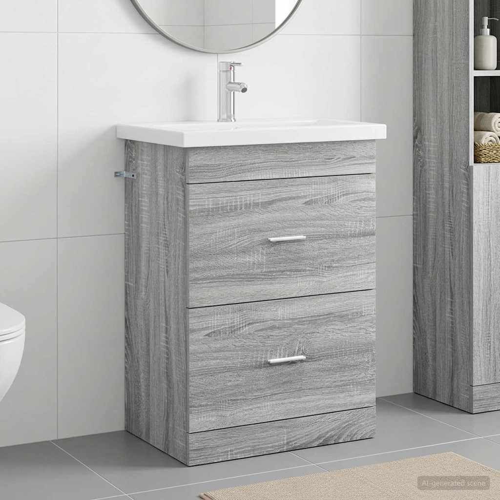 Set di mobili per il bagno Sonoma grigio 61 x 40 x 84,5 cm | homemem39