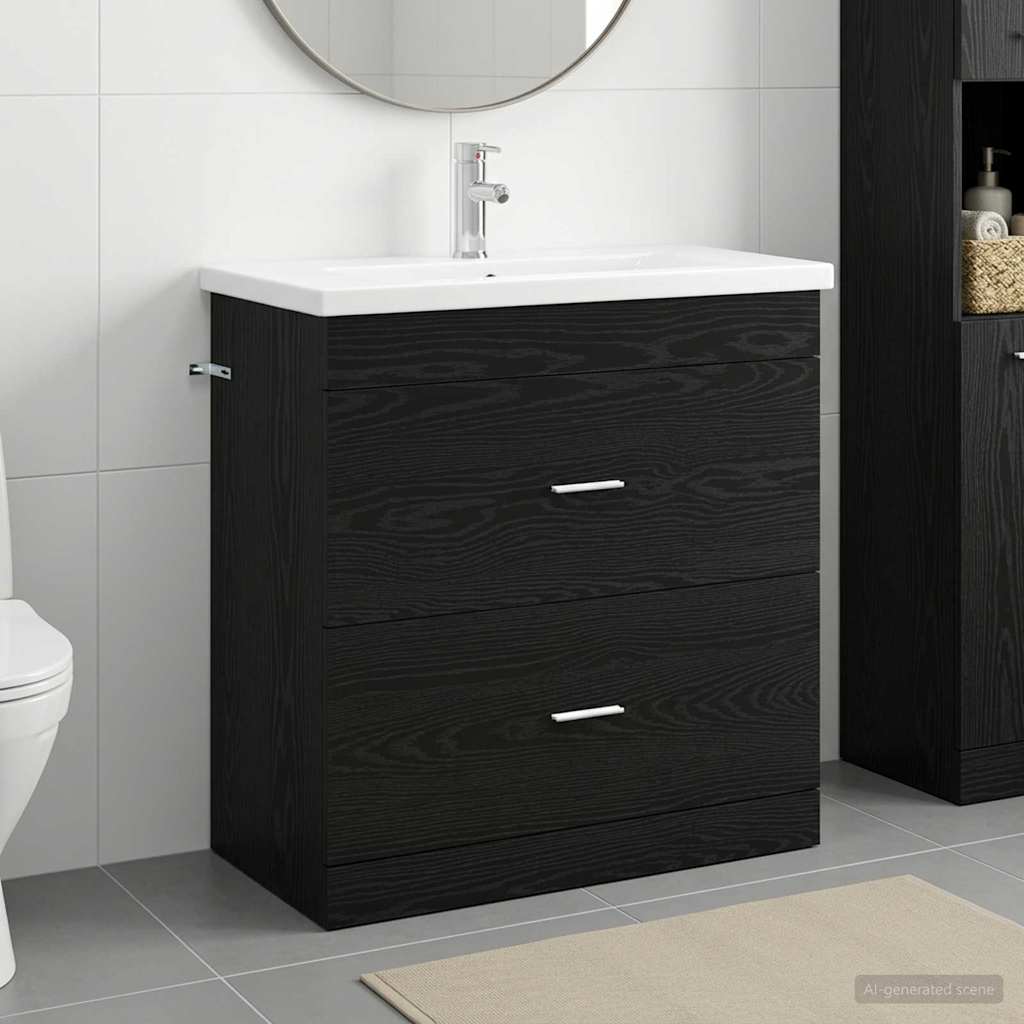 Set di mobili per il bagno Rovere Nero 81 x 40 x 84,5 cm | homemem39