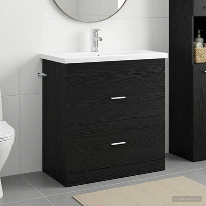 Set di mobili per il bagno Rovere Nero 81 x 40 x 84,5 cm | homemem39