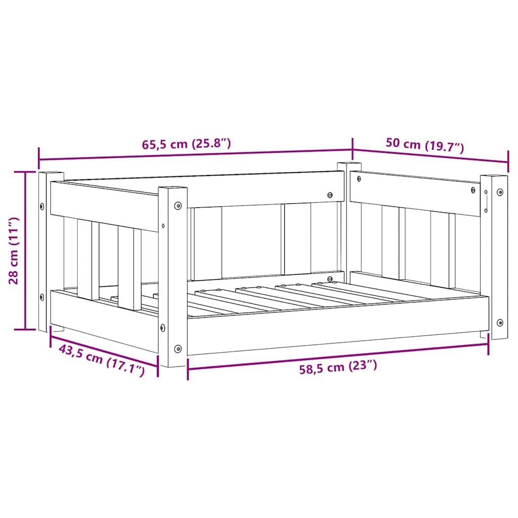 Letto per Cani Marrone cerato 65,5 x 50 x 28 cm Pino massello | homemem39