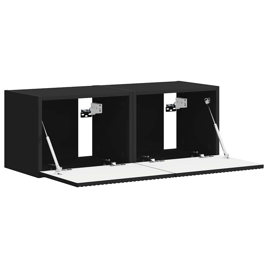 Mobile TV da parete 2 pcs Nero 60 x 31 x 29.5 cm
