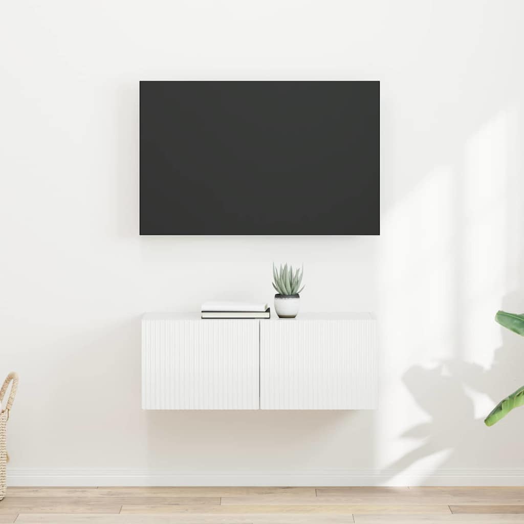 Mobile TV da parete 2 pcs Bianco Lucido 60 x 31 x 29.5 cm