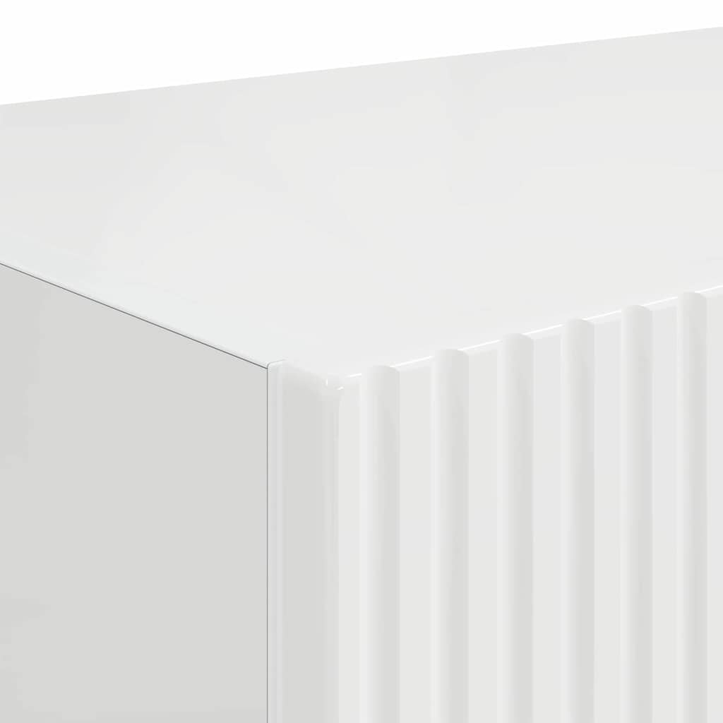 Mobile TV da parete 2 pz Bianco Lucido Legno ingegnerizzato
