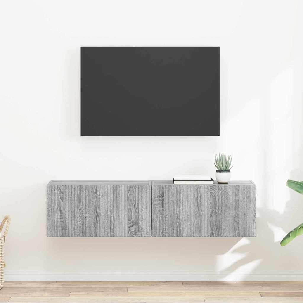 Mobile TV da parete 2 pcs Grigio Sonoma 60 x 31 x 29.5 cm