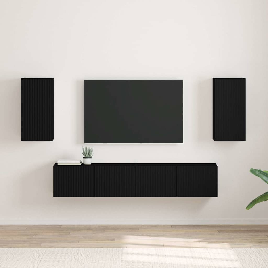 Mobile TV da parete 2 pcs Nero 30 x 31 x 60 cm