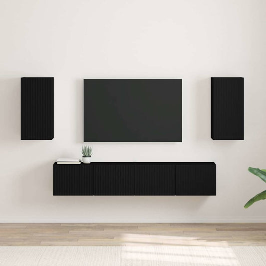 Mobile TV da parete 2 pcs Nero 30 x 31 x 60 cm