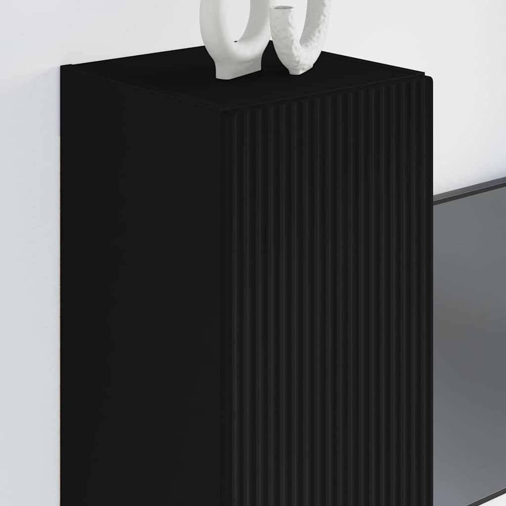 Mobile TV da parete 2 pcs Nero 30 x 31 x 80 cm