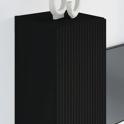 Mobile TV da parete 2 pcs Nero 30 x 31 x 80 cm