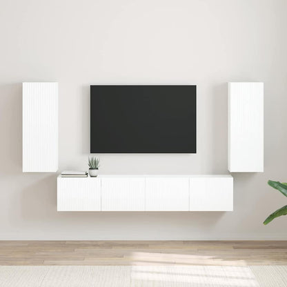 Mobile TV da parete 2 pcs Bianco Lucido 30 x 31 x 80 cm