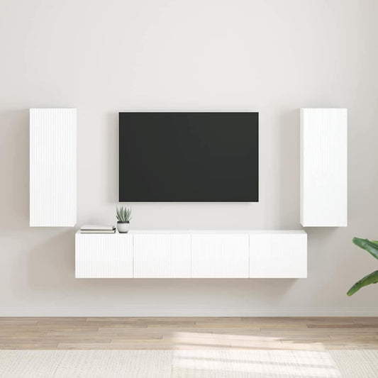 Mobile TV da parete 2 pcs Bianco Lucido 30 x 31 x 80 cm