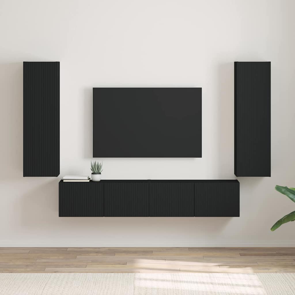 Mobile TV da parete 2 pcs Nero 30 x 31 x 100 cm