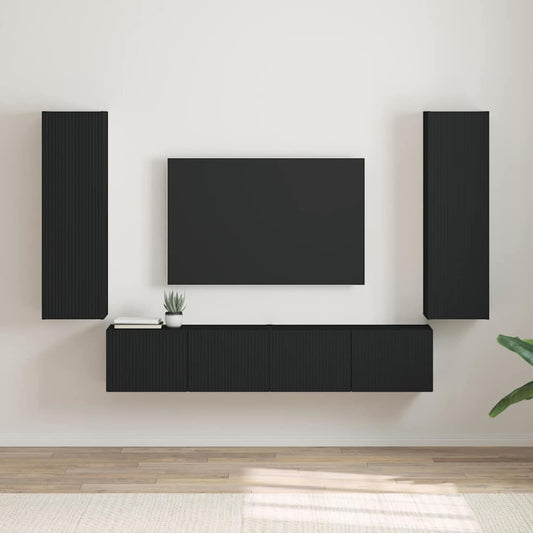 Mobile TV da parete 2 pcs Nero 30 x 31 x 100 cm