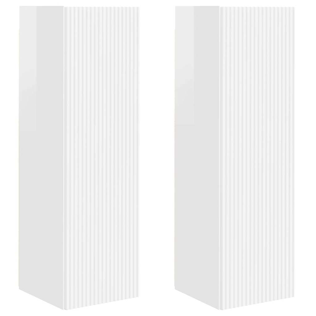 Mobile TV da parete 2 pcs Bianco Lucido 30 x 31 x 100 cm