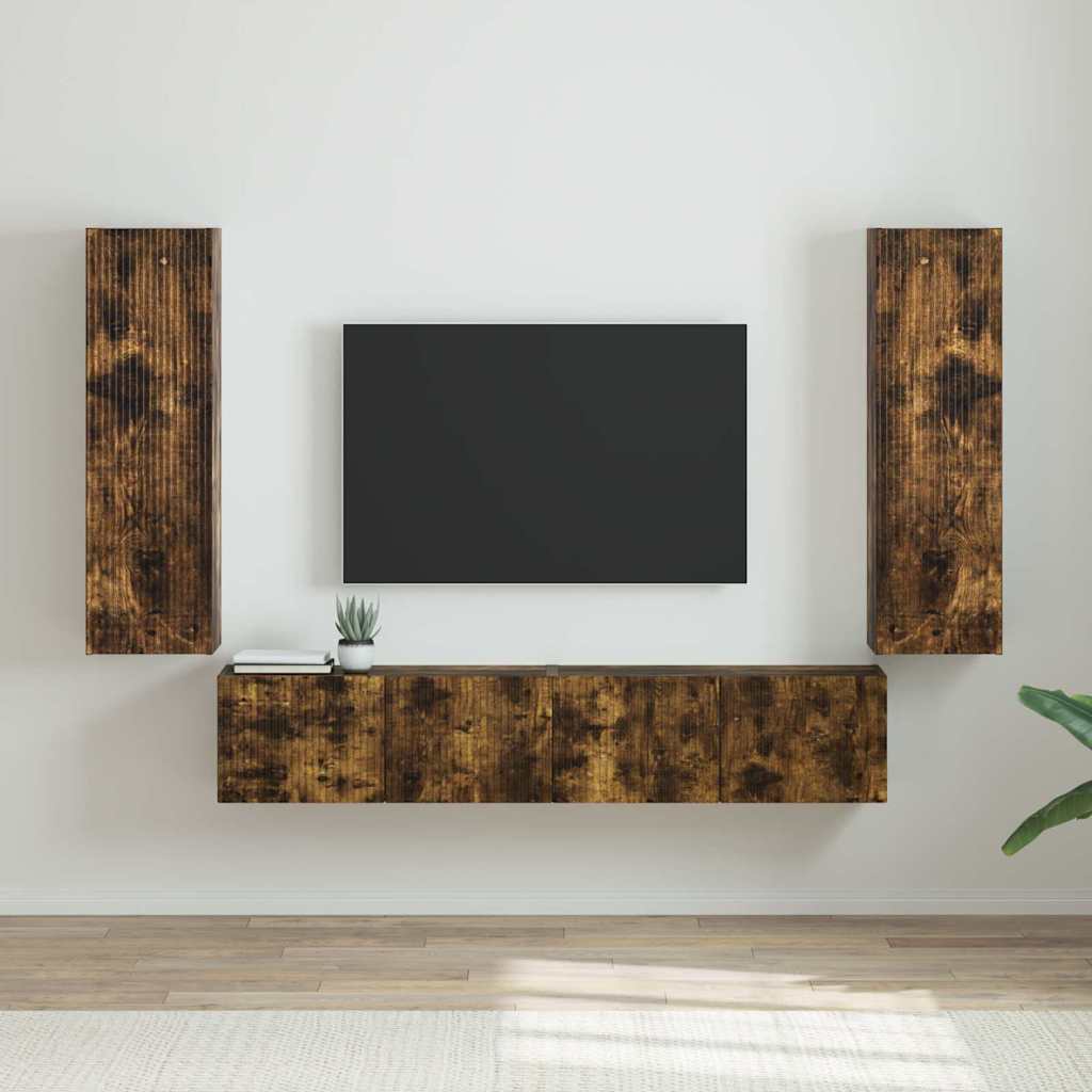 Mobile TV da parete 2 pcs Rovere fumé 30 x 31 x 100 cm