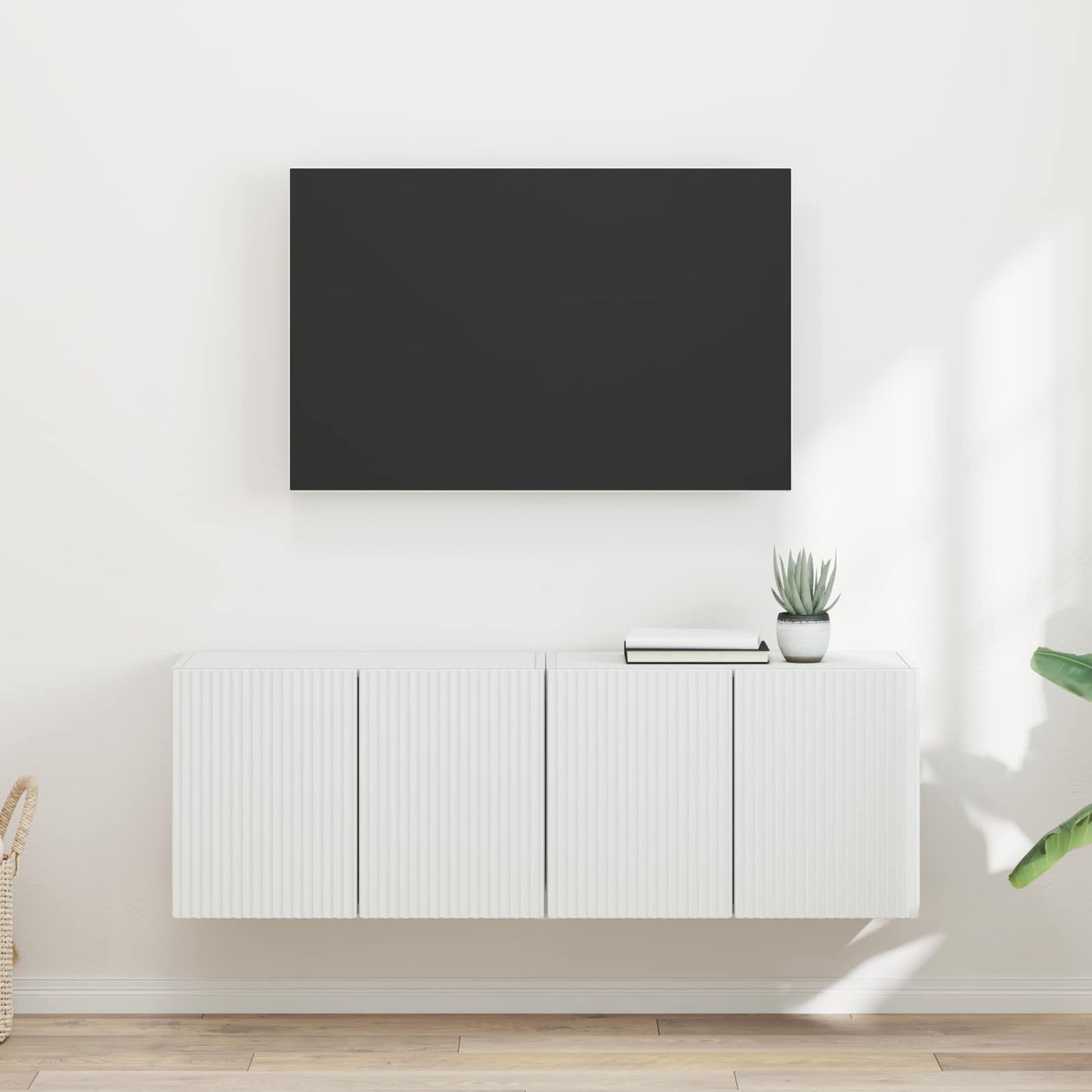 Mobile TV da parete 2 pz Bianco Legno ingegnerizzato
