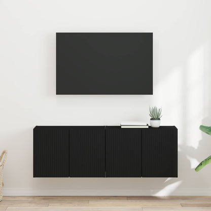Mobile TV da parete 2 pz Nero Legno ingegnerizzato