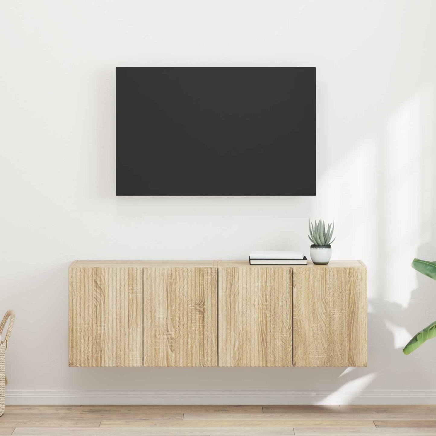 Mobile TV da parete 2 pz Rovere Sonoma Legno ingegnerizzato