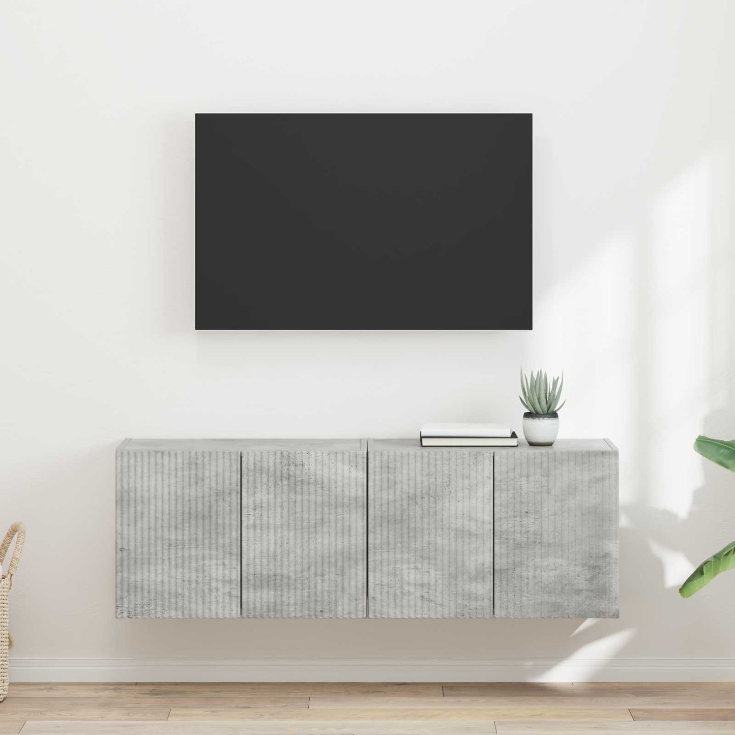 Mobile TV da parete 2 pz Grigio cemento Legno ingegnerizzato