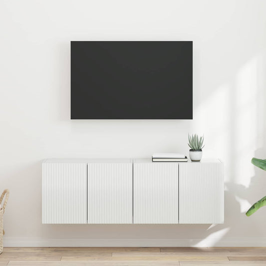 Mobile TV da parete 2 pz Bianco Lucido Legno ingegnerizzato - homemem39