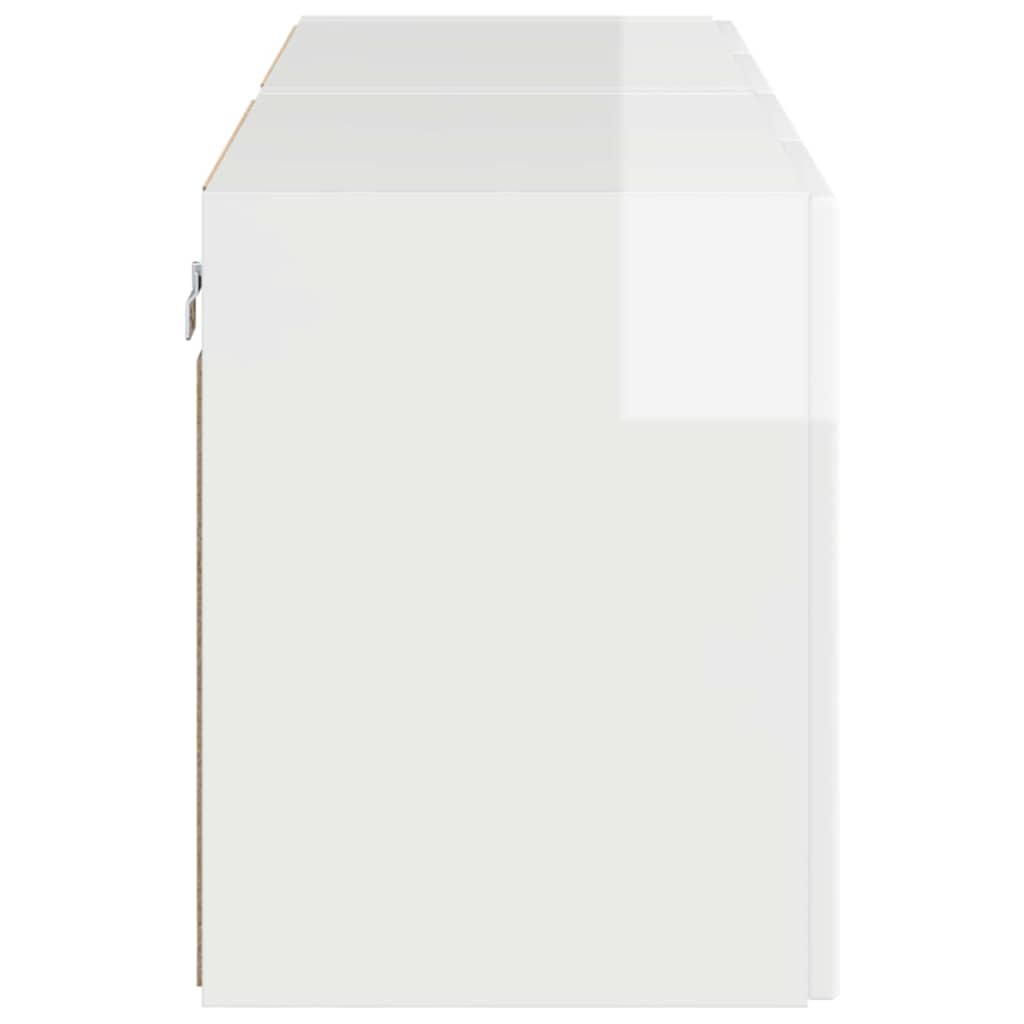 Mobile TV da parete 2 pcs Bianco Lucido 59,5 x 31 x 40 cm