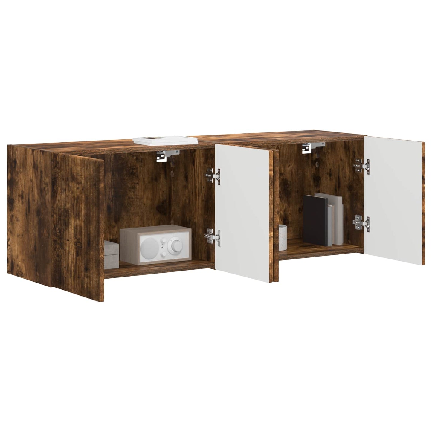 Mobile TV da parete 2 pz Rovere fumé Legno ingegnerizzato