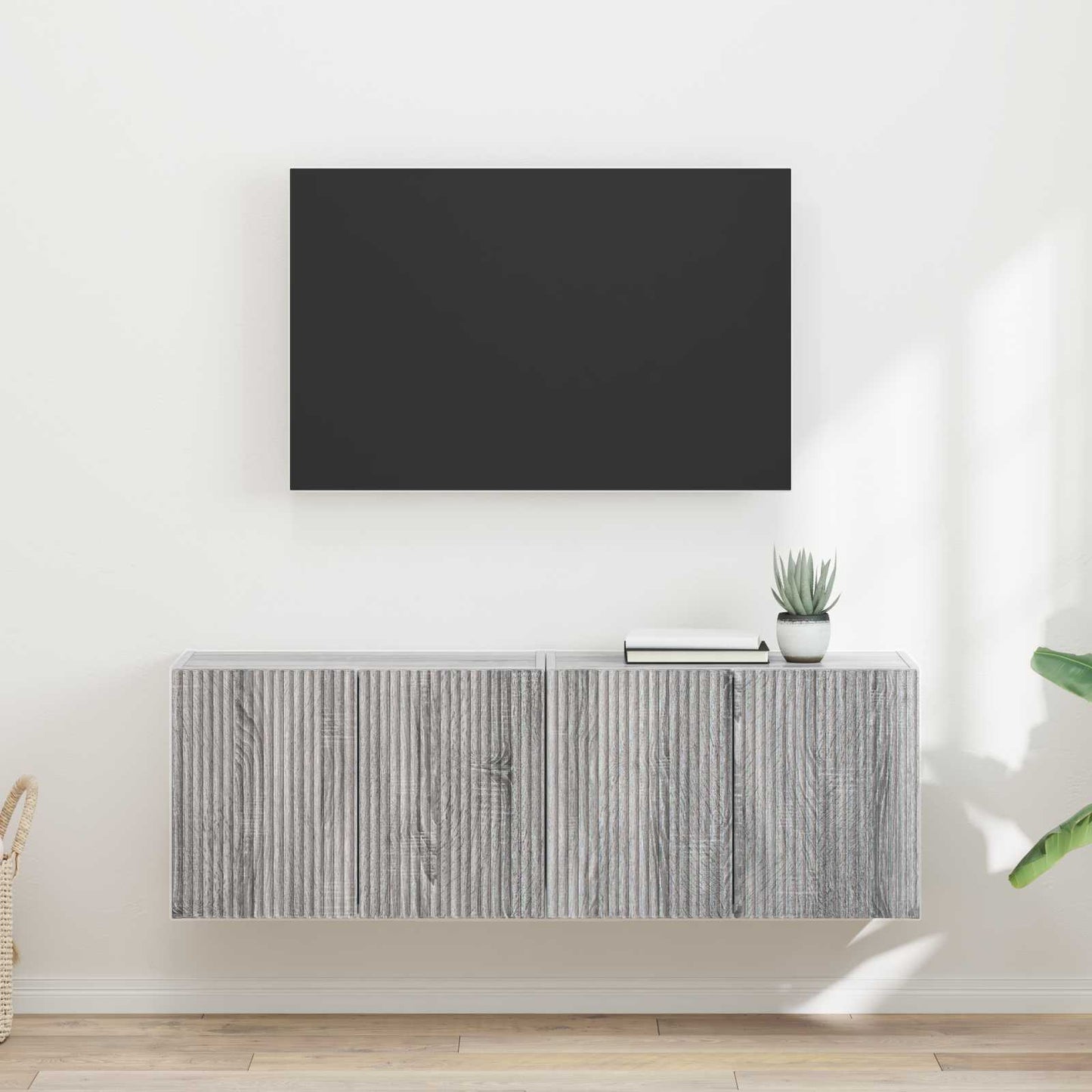 Mobile TV da parete 2 pz Grigio Sonoma Legno ingegnerizzato