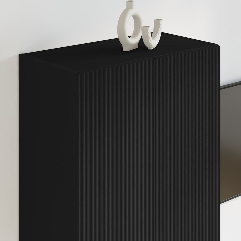 Mobile TV da parete Nero 59,5 x 31 x 80 cm Legno multistrato