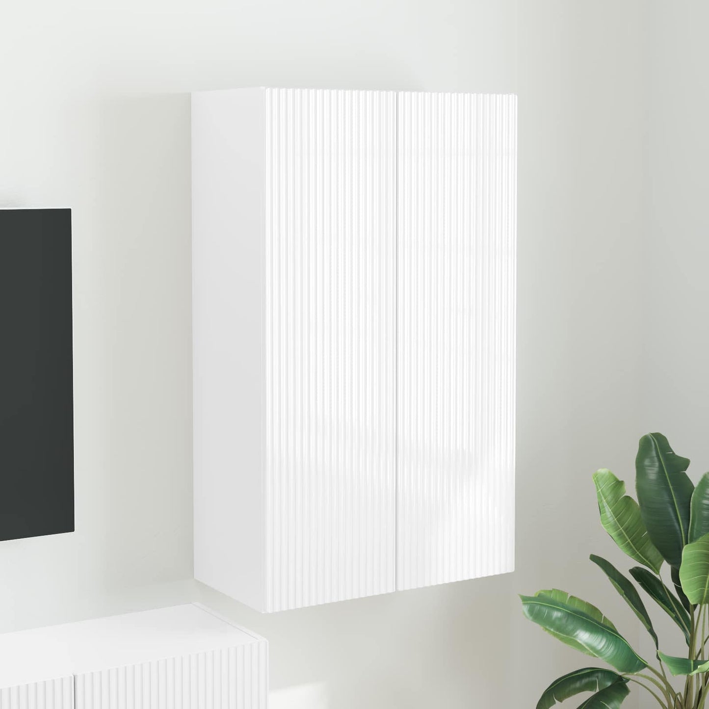 Mobile TV da parete 59,5 x 31 x 100 cm Bianco Lucido