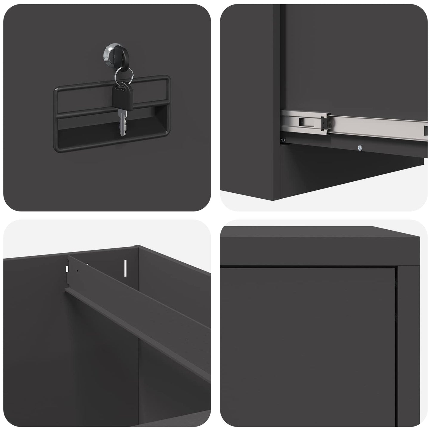 Armadio per File con cassetto Nero 44 x 50 x 106.5 cm | homemem39
