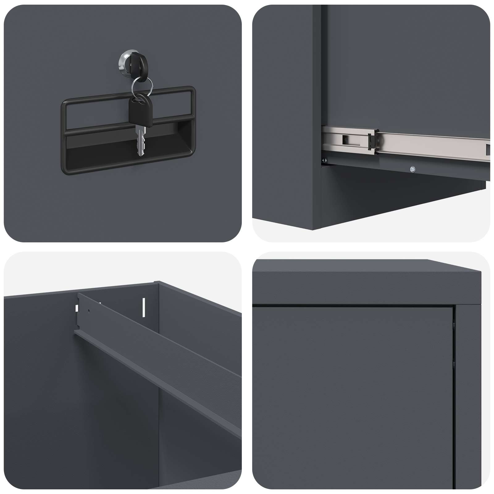 Armadio per File con cassetto Antracite 44 x 50 x 106.5 cm | homemem39