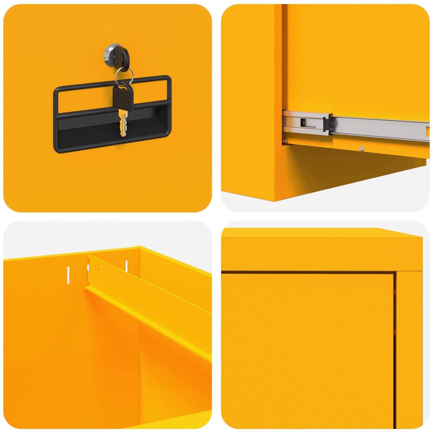 Armadio per File con cassetto Giallo senape 44 x 50 x 106.5 cm | homemem39