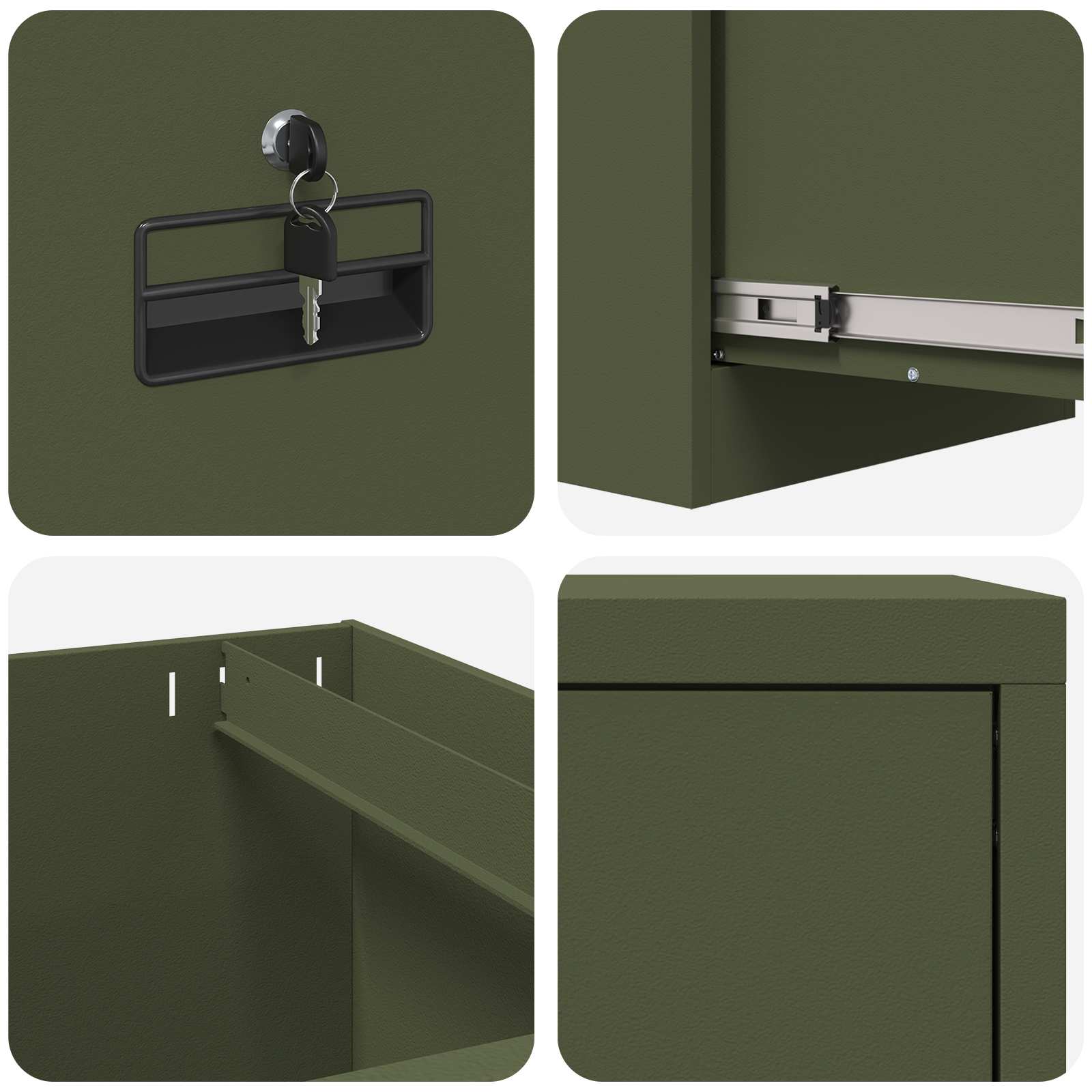 Armadio per File con cassetto Verde oliva 44 x 50 x 106.5 cm | homemem39