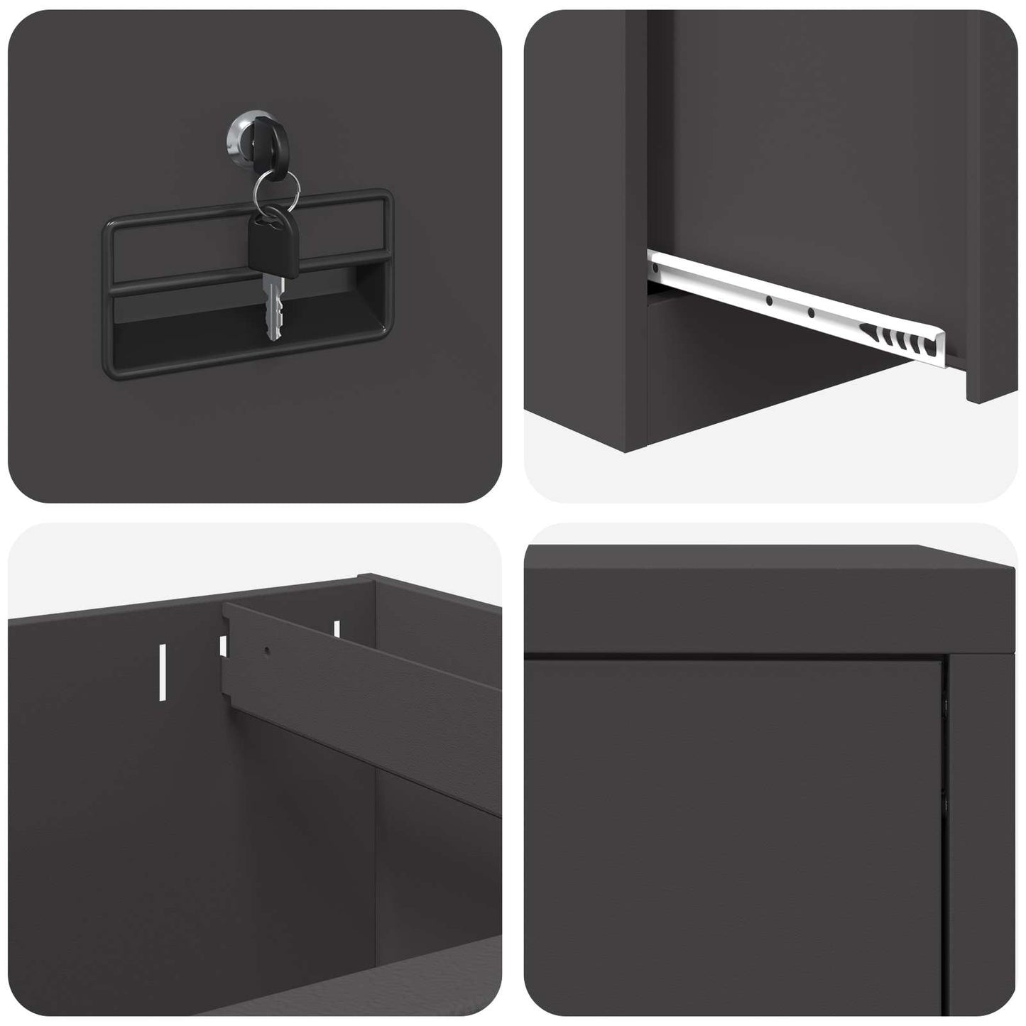 Armadio per File con cassetto Nero 44 x 50 x 106.5 cm