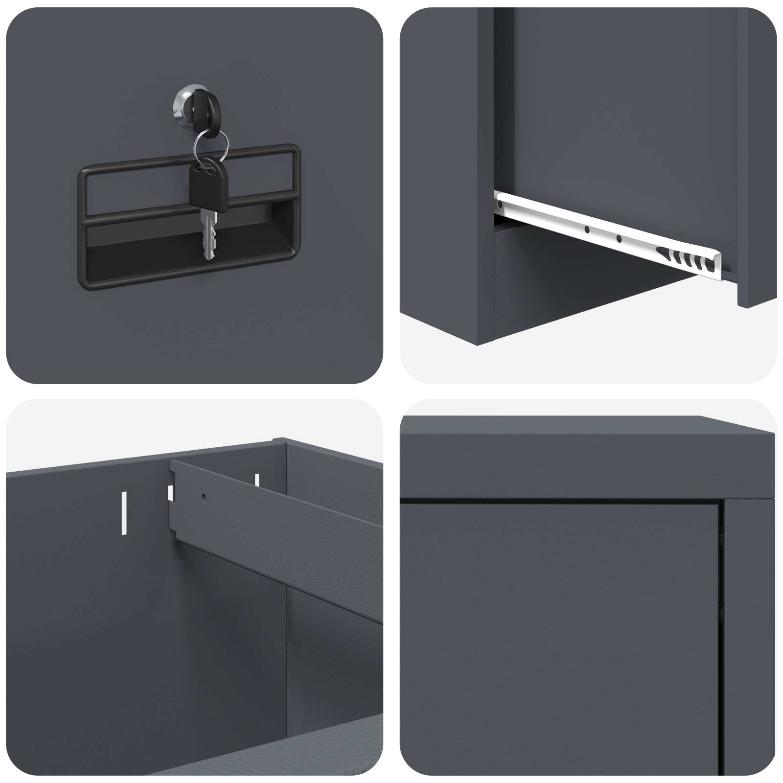 Armadio per File con cassetto Antracite 45,5 x 42 x 74,5 cm | homemem39