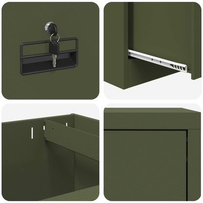 Armadio per File con cassetto Verde oliva 45,5 x 42 x 139 cm