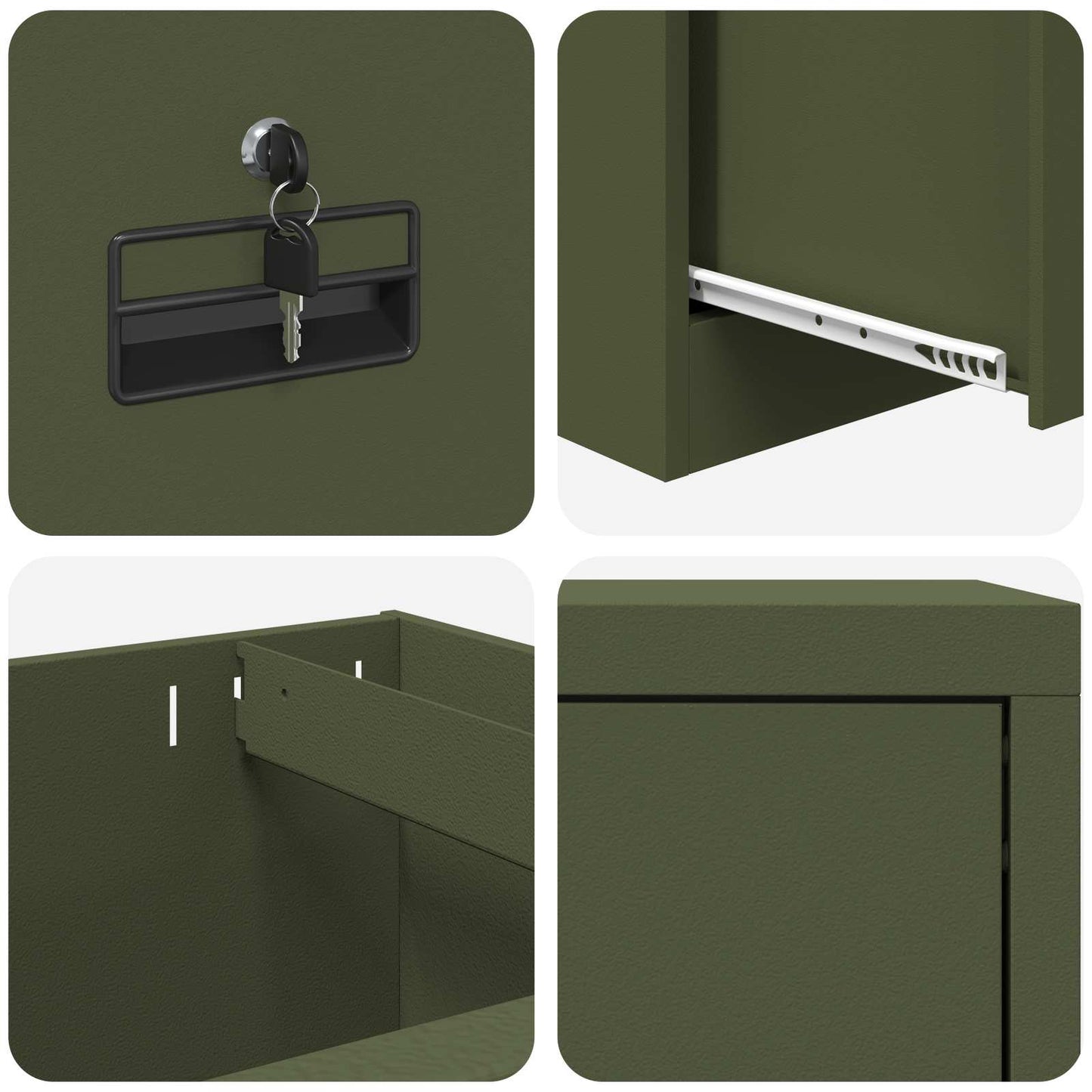 Armadio per File con cassetto Verde oliva 45,5 x 42 x 139 cm | homemem39