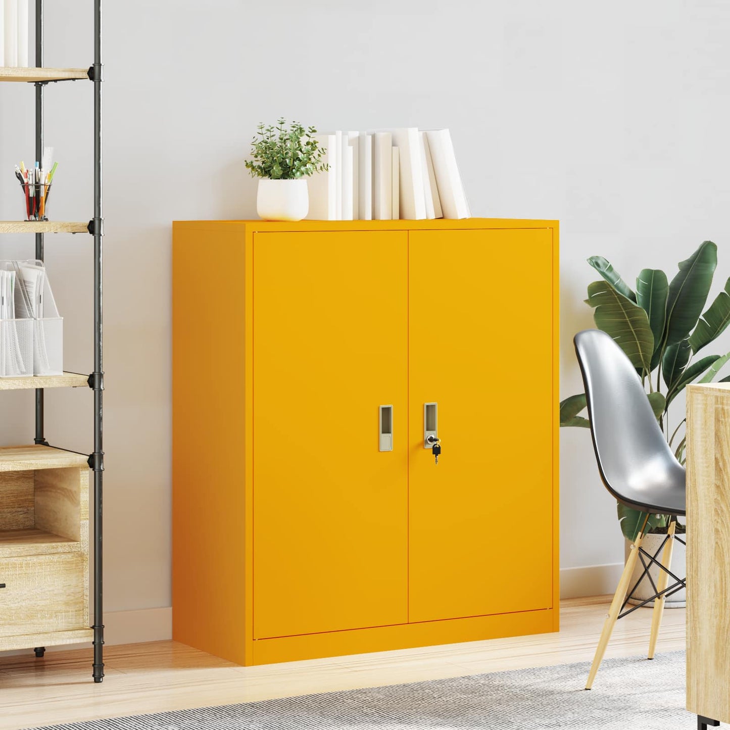 Armadio Giallo senape 90 x 40 x 105 cm Acciaio | homemem39
