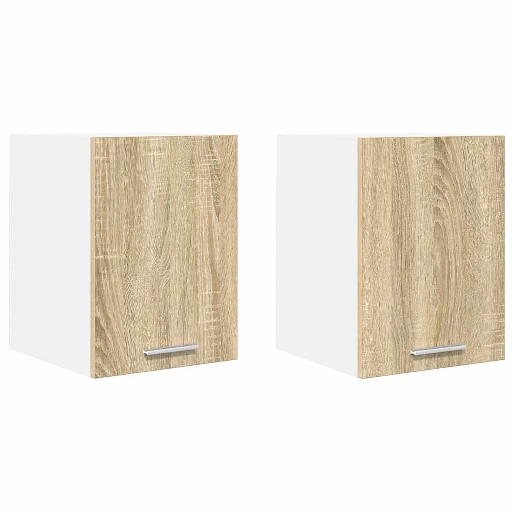Armadio pensile con porta Riga 2 pcs Quercia Sonoma e Bianca | homemem39