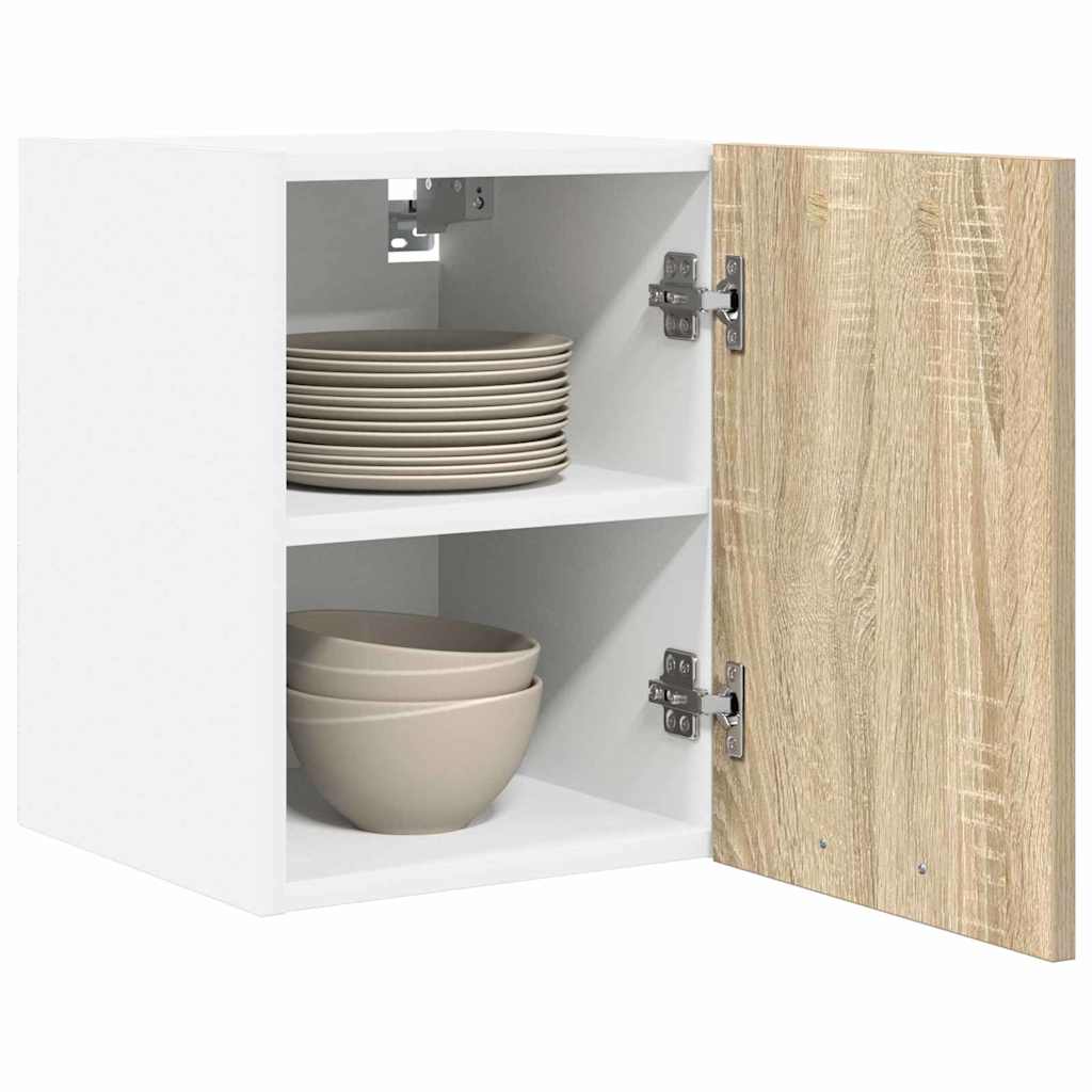 Armadio pensile con porta Riga 2 pcs Quercia Sonoma e Bianca | homemem39