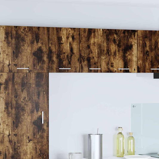 Armadio pensile con porta 2 pcs Rovere Affumicato e Bianco