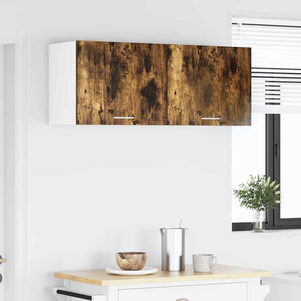 Armadio pensile con porta 2 pcs Rovere Affumicato e Bianco | homemem39
