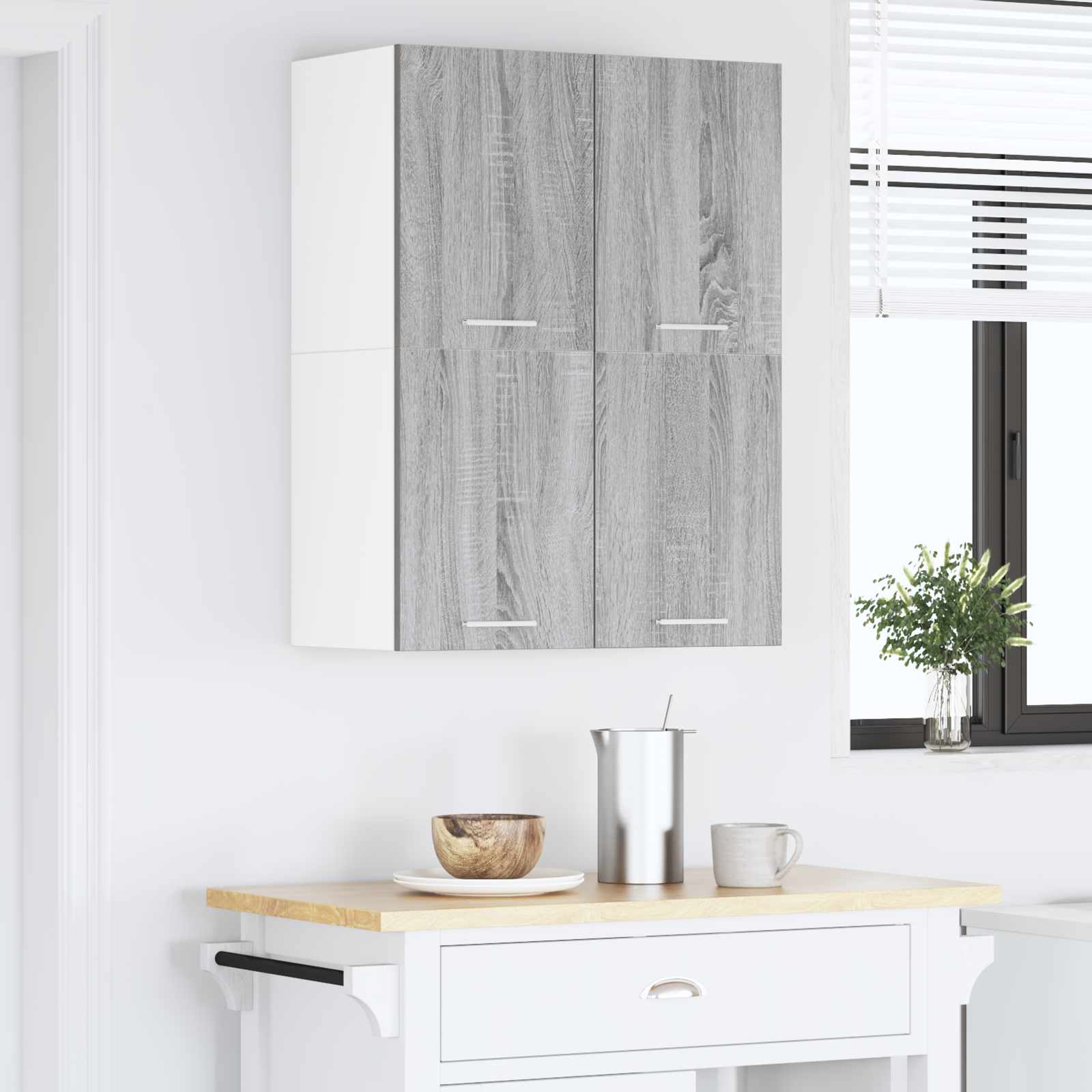 Armadio pensile 2 pcs Grigio Sonoma e Bianco 60 x 31 x 40 cm | homemem39