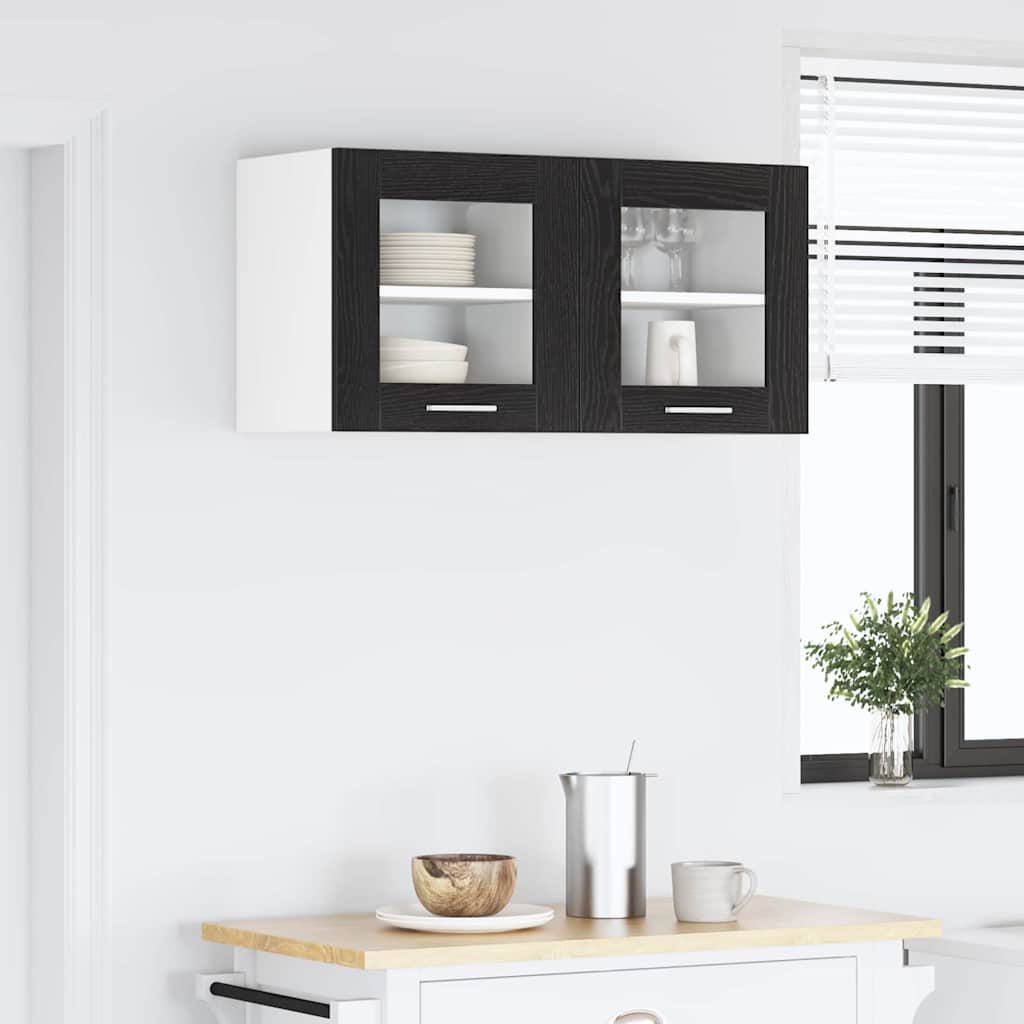 Armadio pensile con porta 2 pcs Rovere Nero 40 x 31 x 40 cm | homemem39