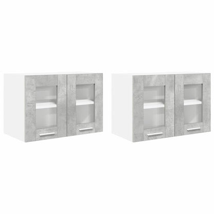 Armadio pensile con porta 2 pcs Grigio cemento 60 x 31 x 40 cm