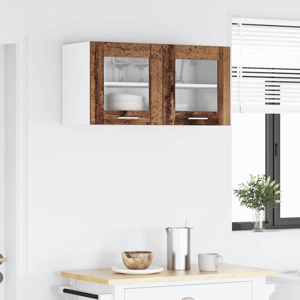 Armadio pensile con porta Legno Antico e Bianco 80 x 31 x 40 cm | homemem39
