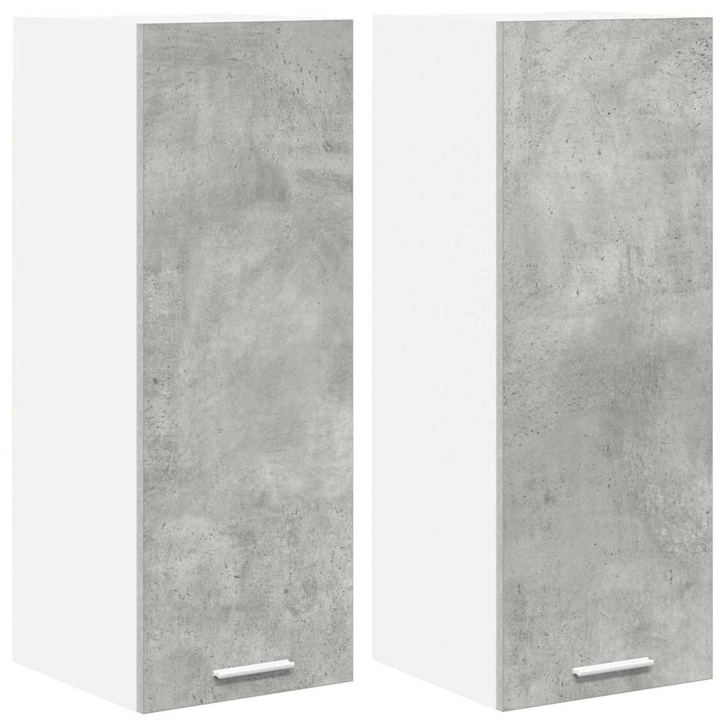Armadio pensile 2 pz Grigio Cemento e Bianco